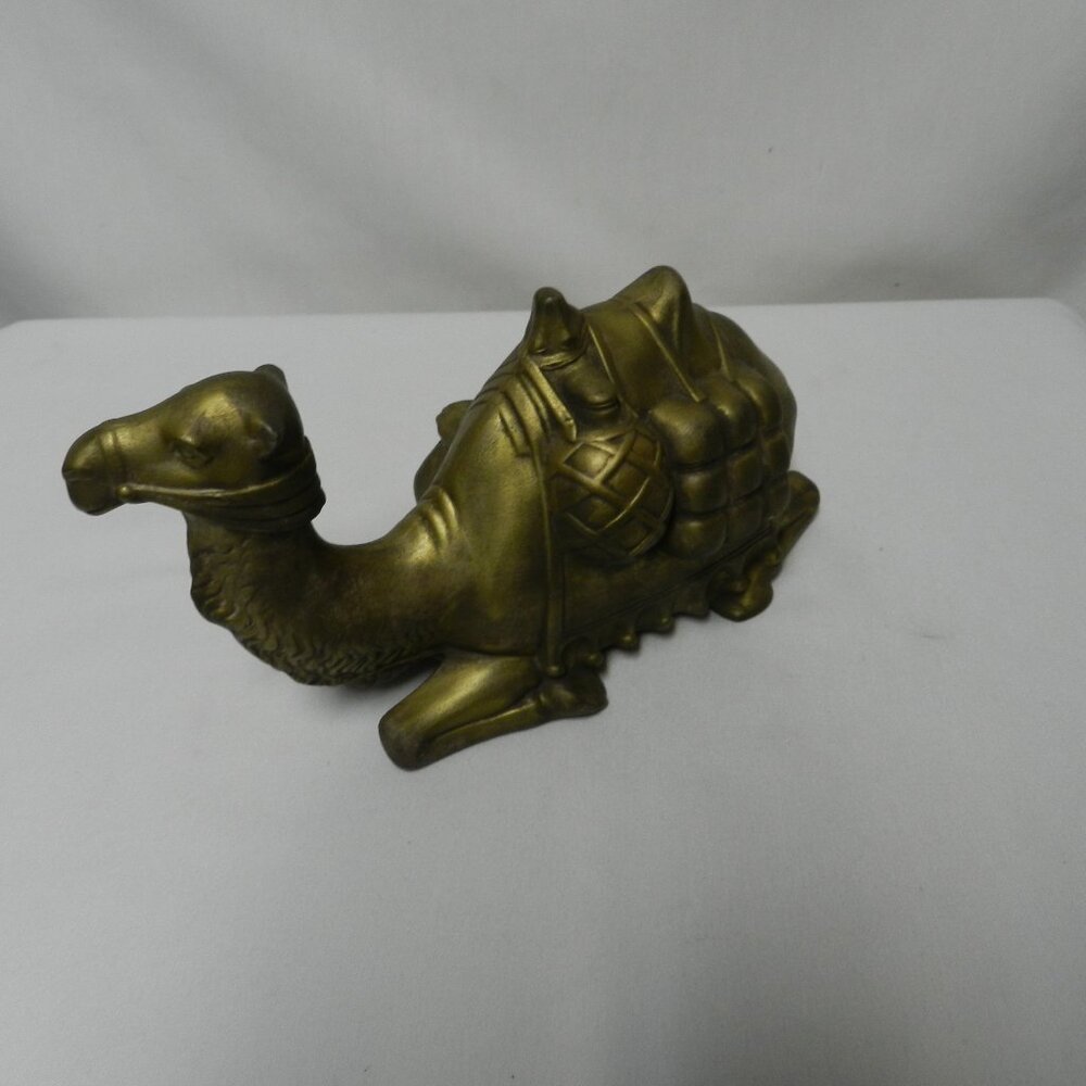 Nativity Vintage Chalkware Camel Christmas Figurine Sitting 10" x 5" Bronze